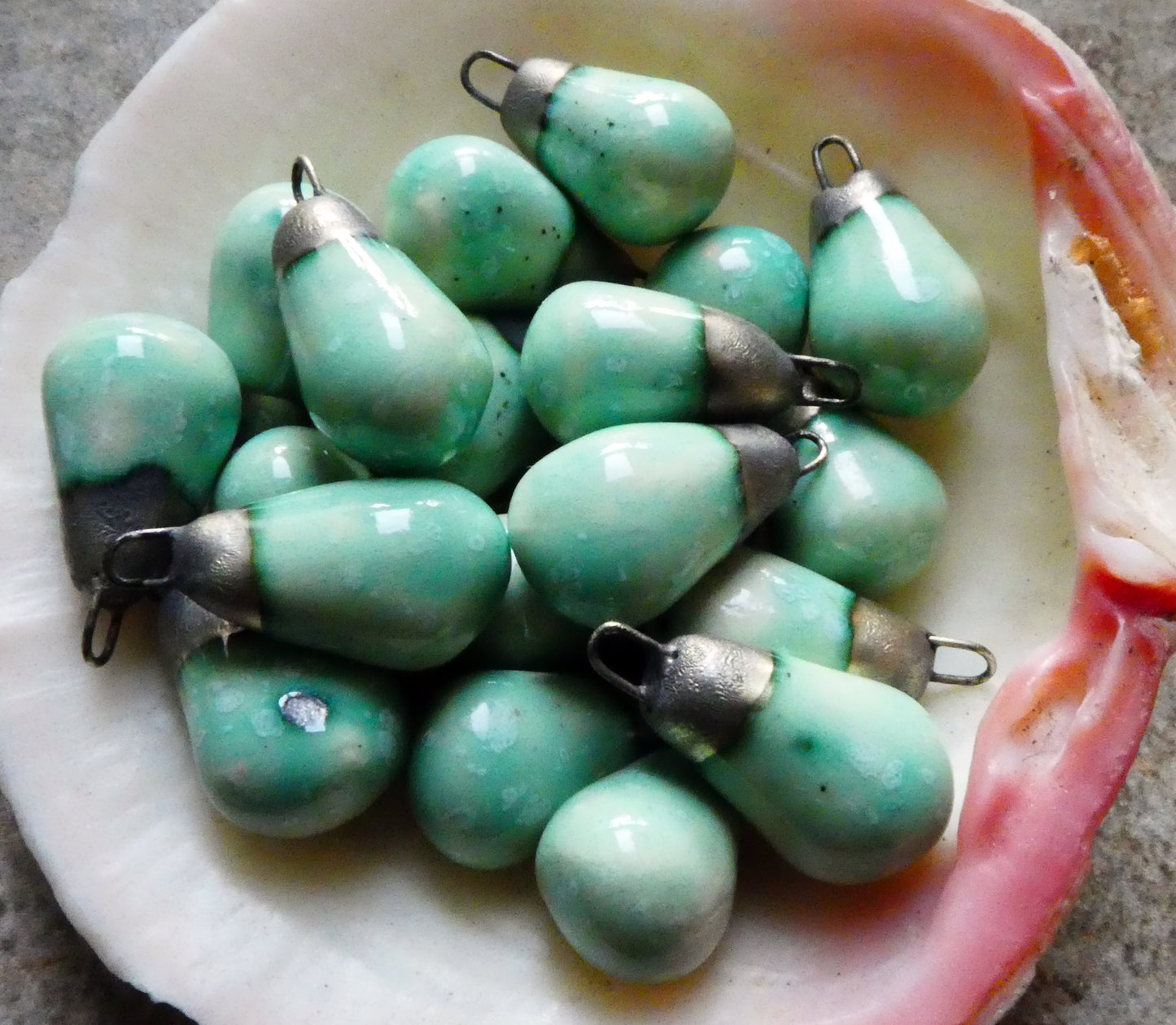 Ceramic Drops Earring Charms -Seafoam