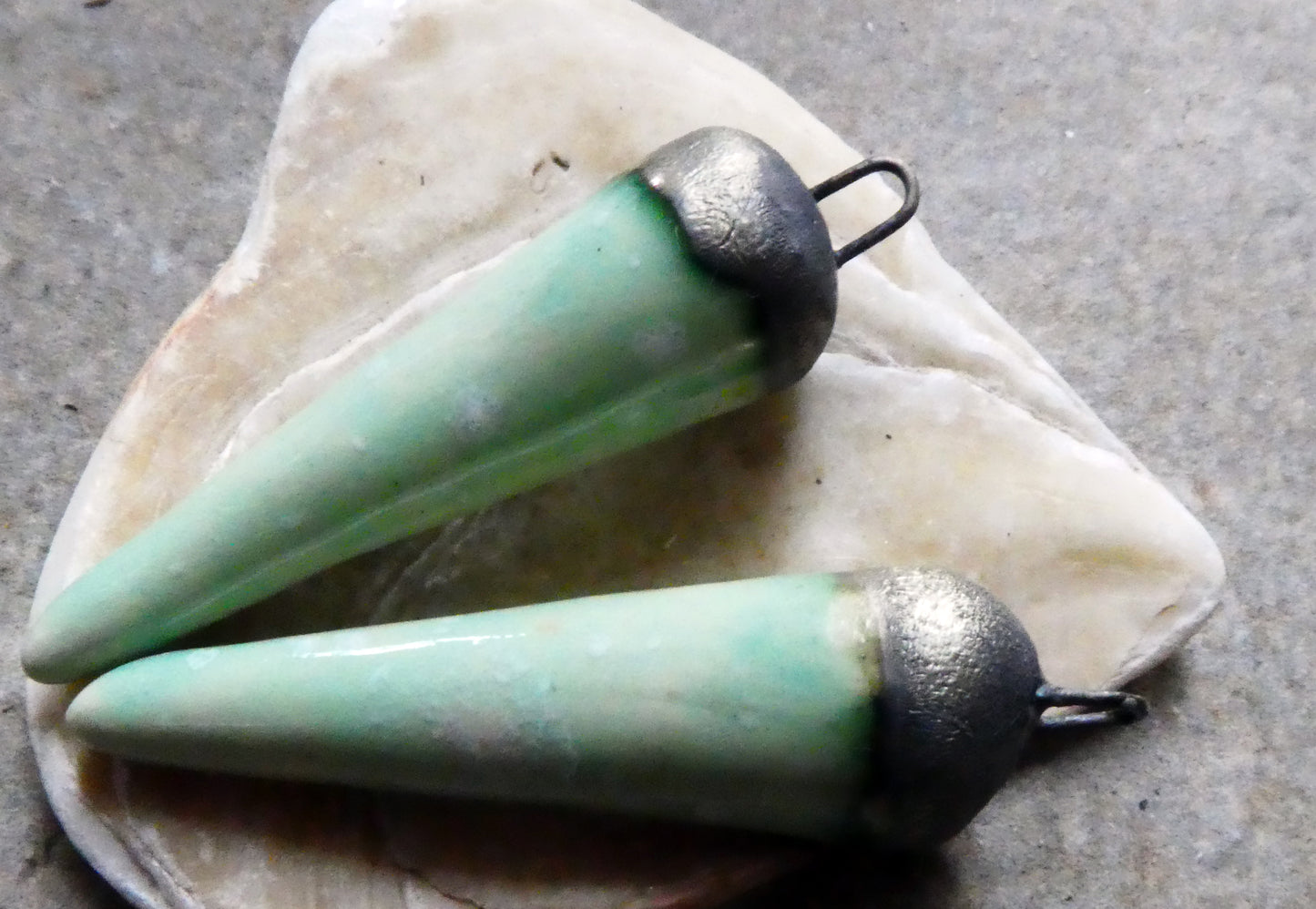Ceramic Spikes Earring Charms -Seafoam