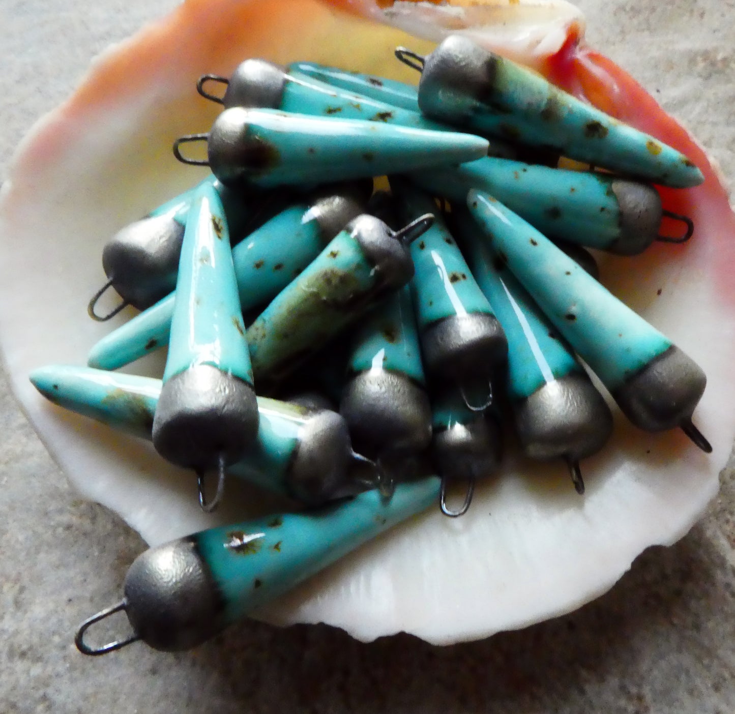 Ceramic Spikes Earring Charms -Blue Guppy