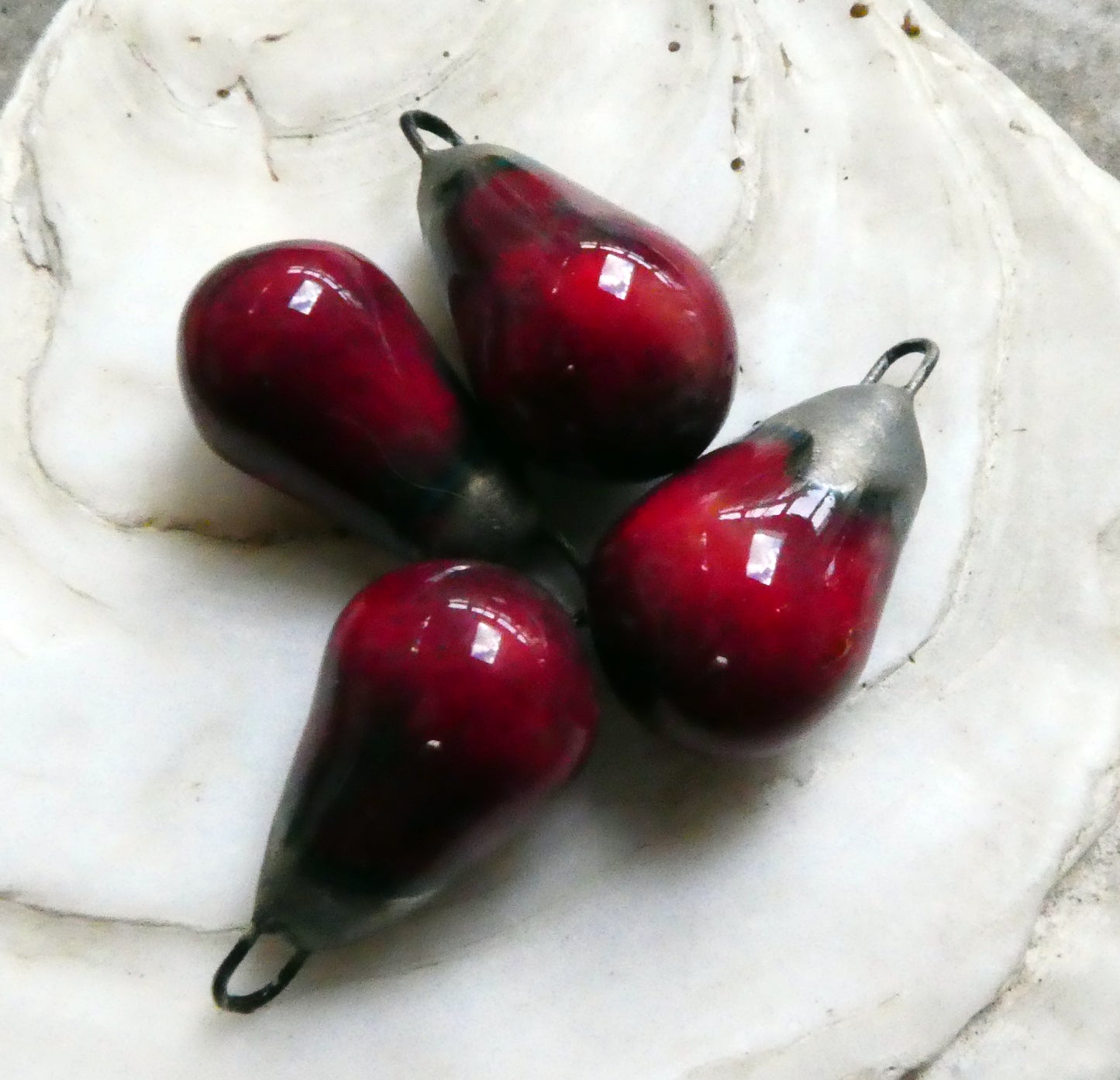 Ceramic Drops Earring Charms- Dusky Red