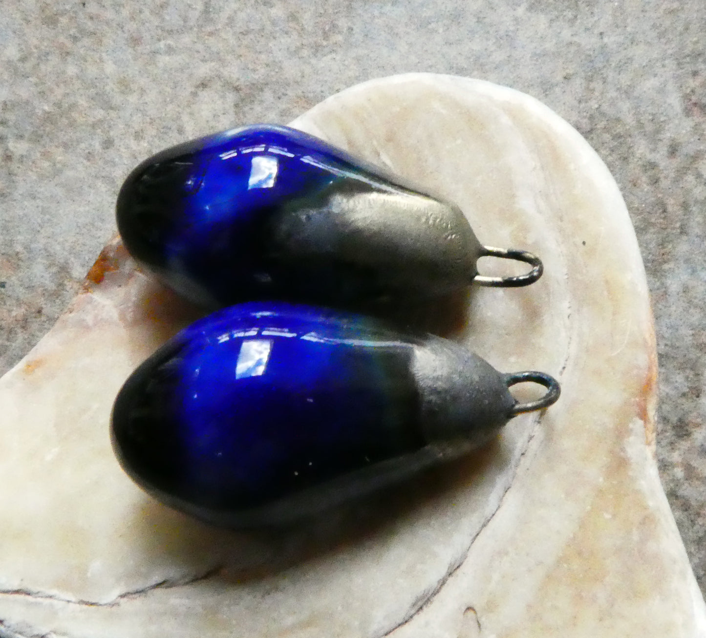 Ceramic Drops Earring Charms- Cobalt