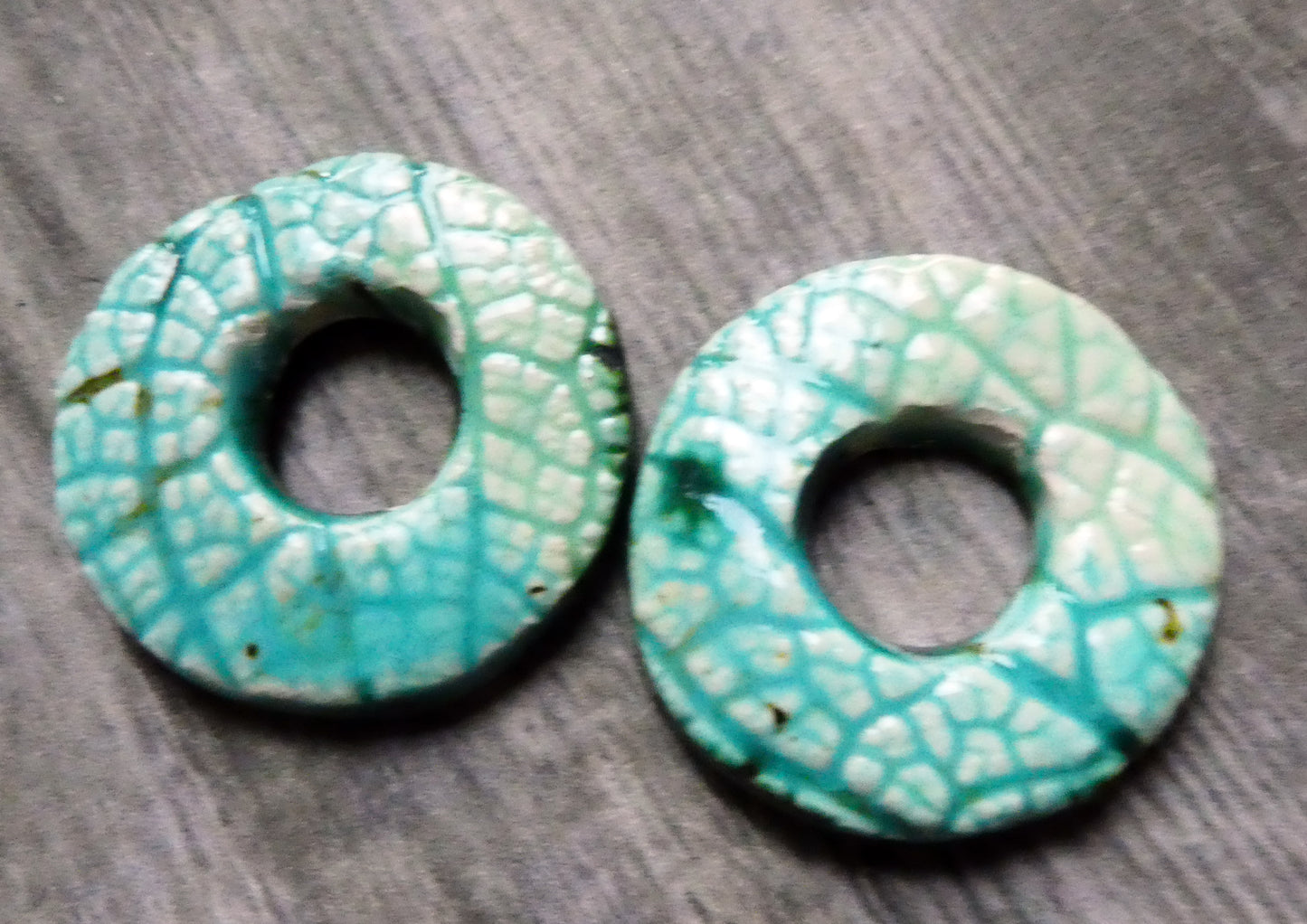 Ceramic Leafy Hoop Beads #1