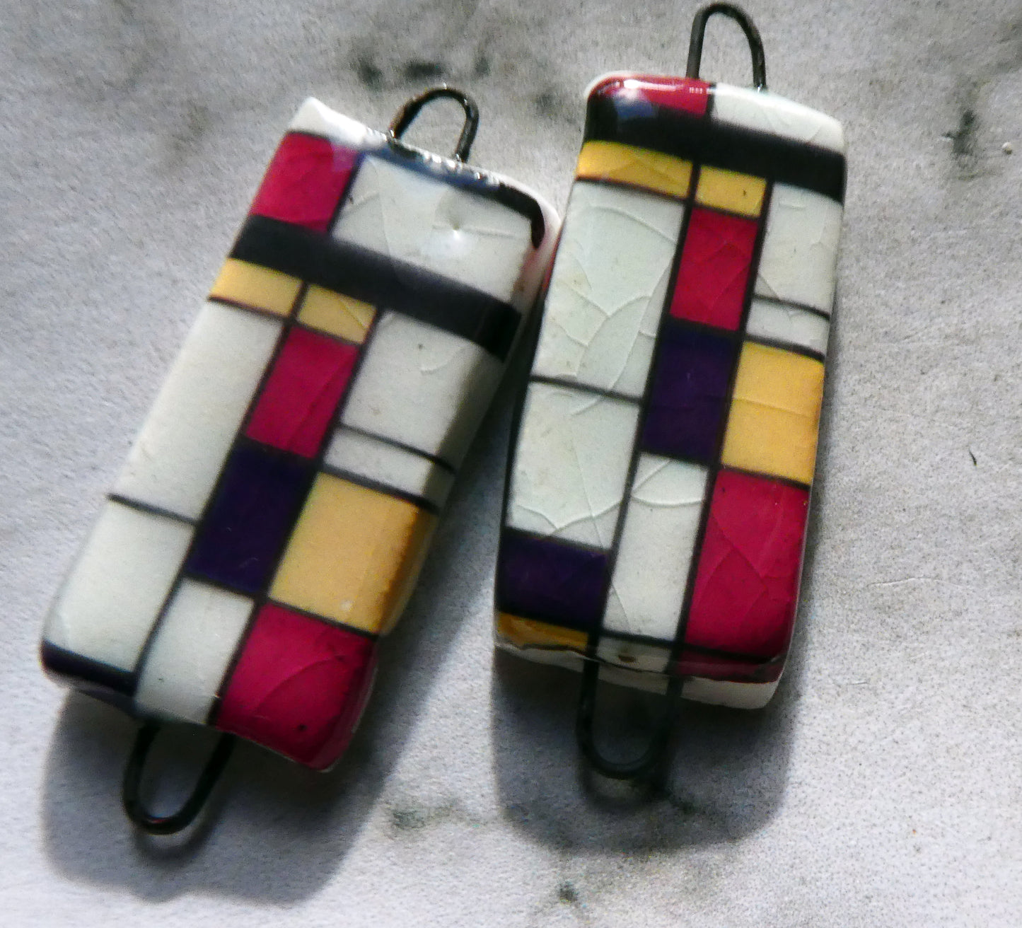 Porcelain Mondriaan Decal Earring Connectors - #5