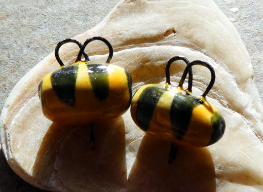 Ceramic Bumblebee  Earring Connectors