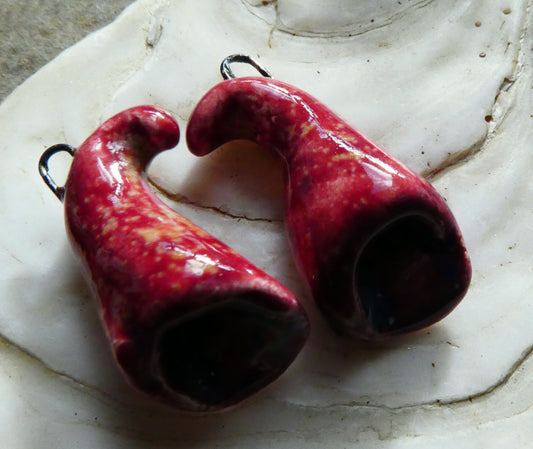 Ceramic Foxglove Flower Earring Charms - Strawberry Sundae