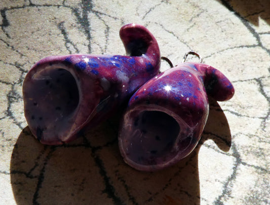 Ceramic Foxglove Flower Earring Charms - Plum Jelly