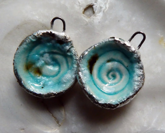 Ceramic Swirling Pool Earring Charms - Blue Guppy