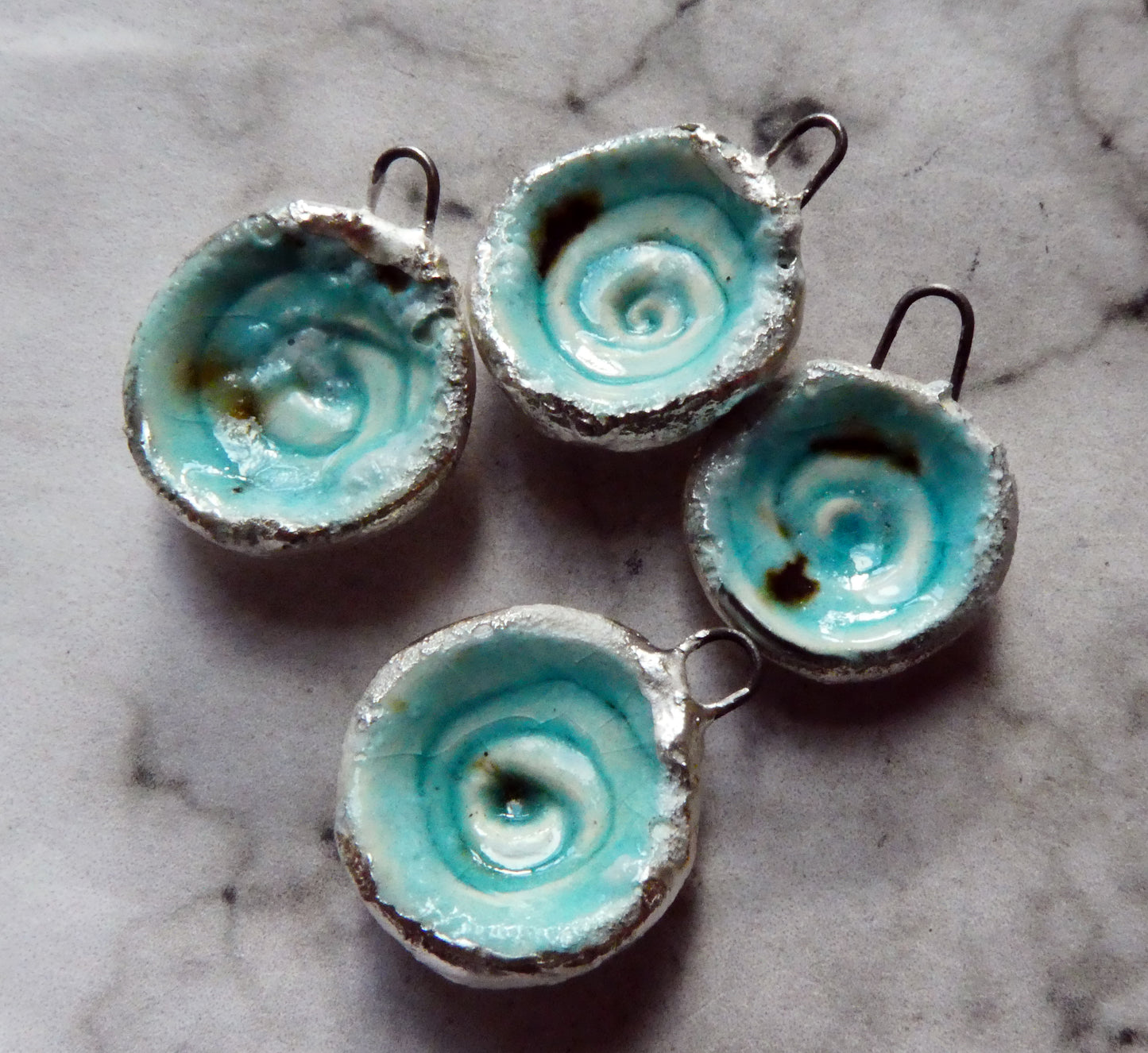 Ceramic Swirling Pool Earring Charms - Blue Guppy