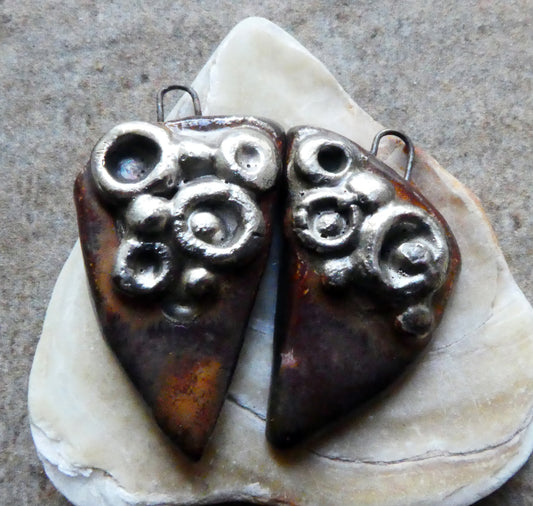Ceramic Encrusted Short Dagger Earring Charms - Volcanic Glow