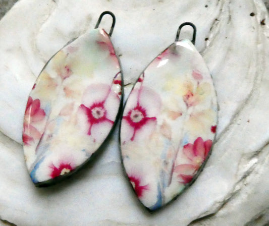 Ceramic Floral Pattern Decal Earring Drops #8