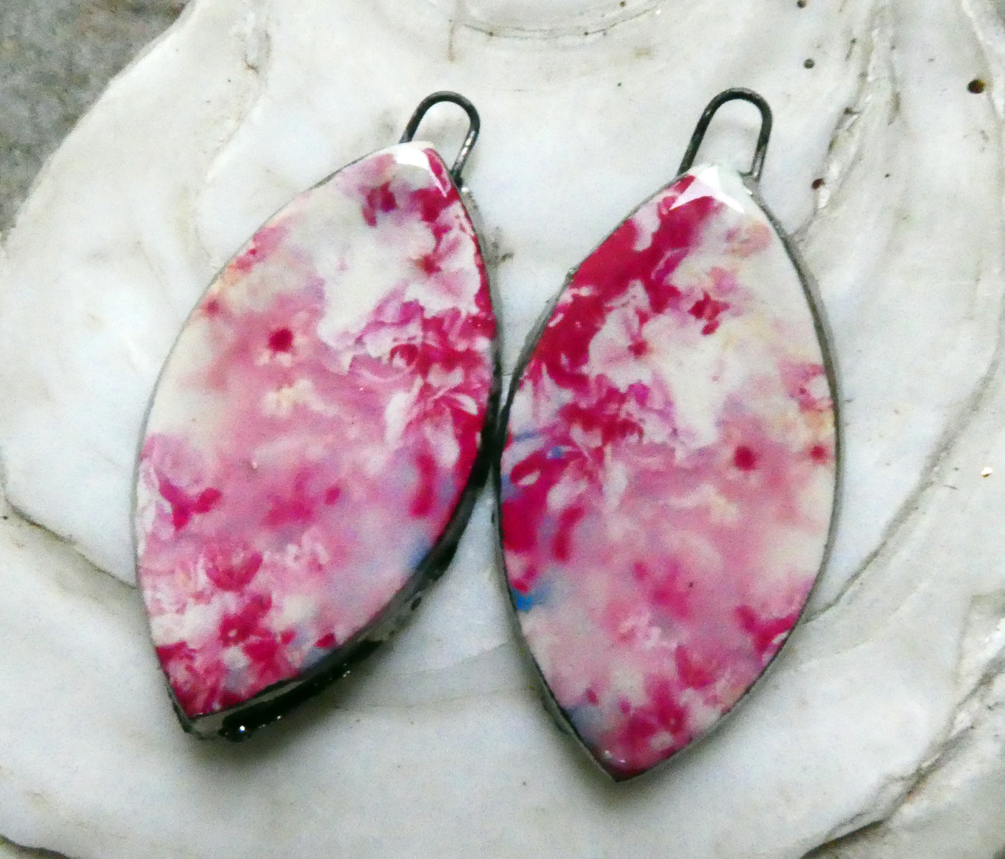 Ceramic Floral Pattern Decal Earring Drops #10