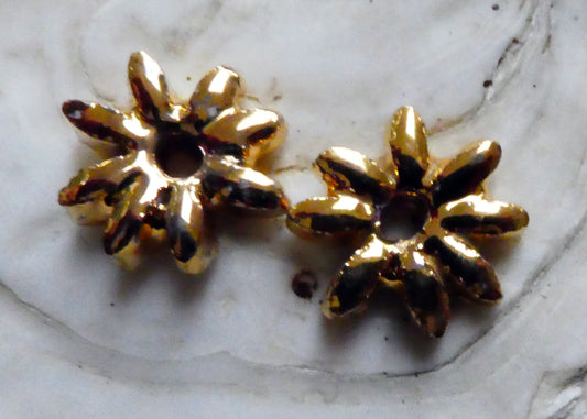 Ceramic Little  Flower Beads -Gold Lustre