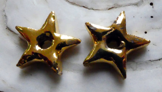 Ceramic Little Star Beads -Gold Lustre