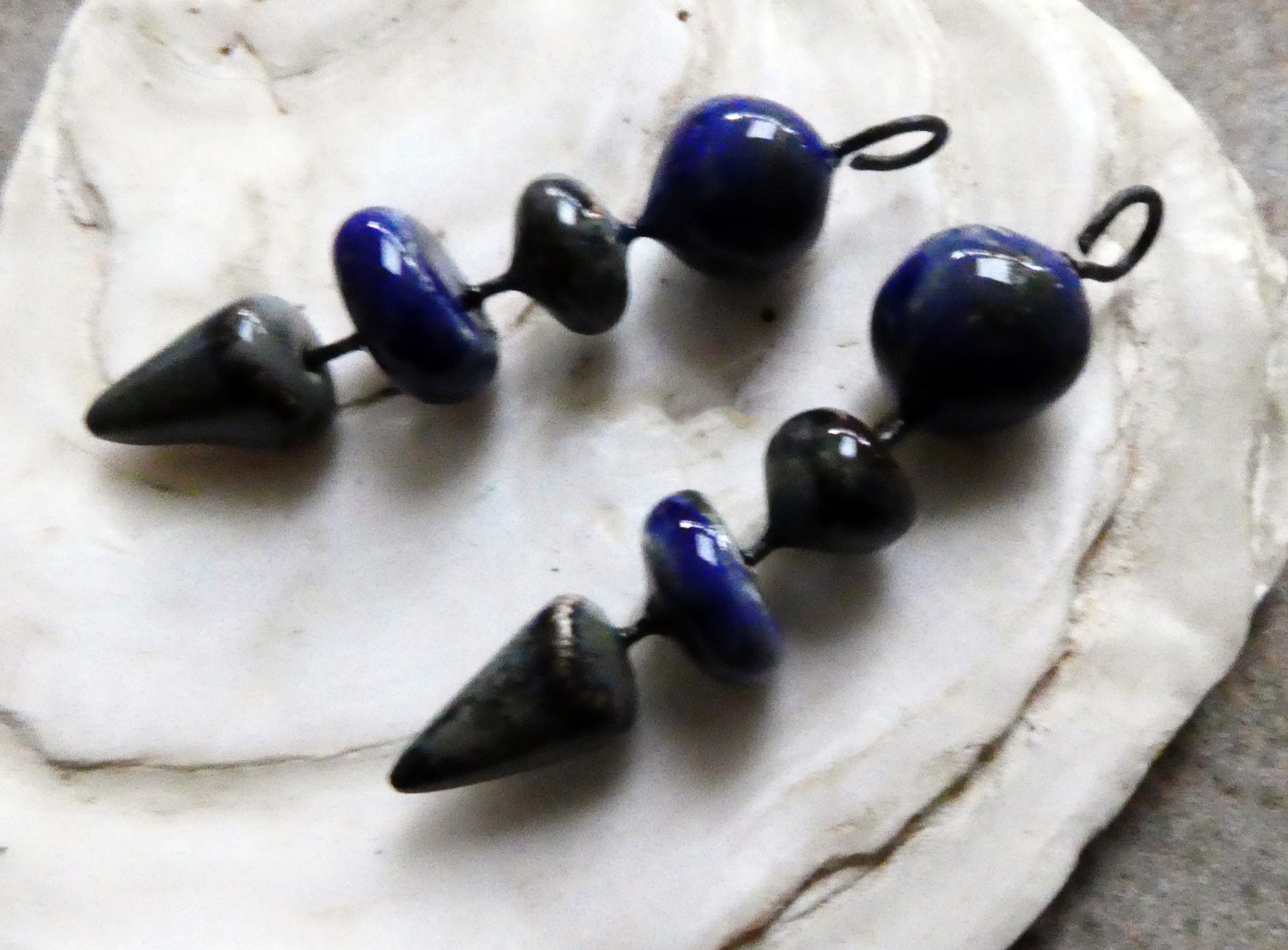 Ceramic Mixed Shape Dangles -Mirror Blue and Blue Grotto