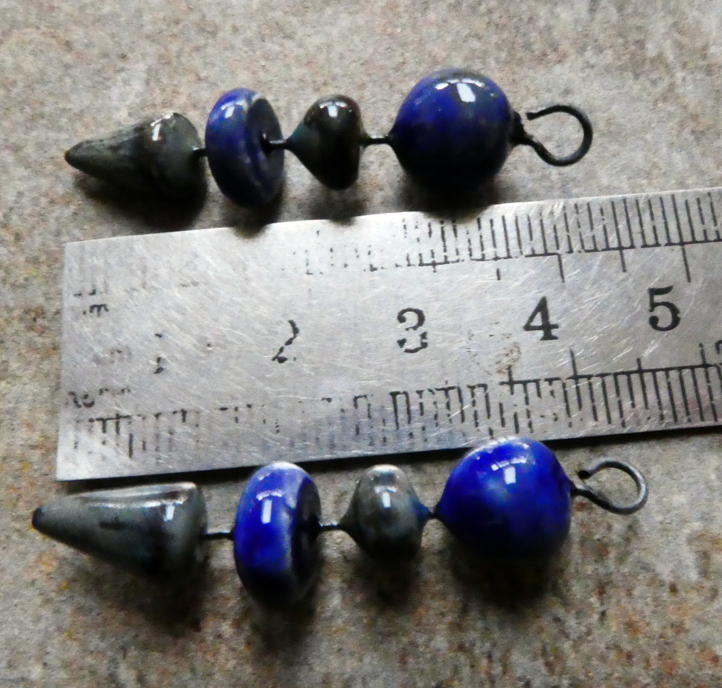 Ceramic Mixed Shape Dangles -Mirror Blue and Blue Grotto
