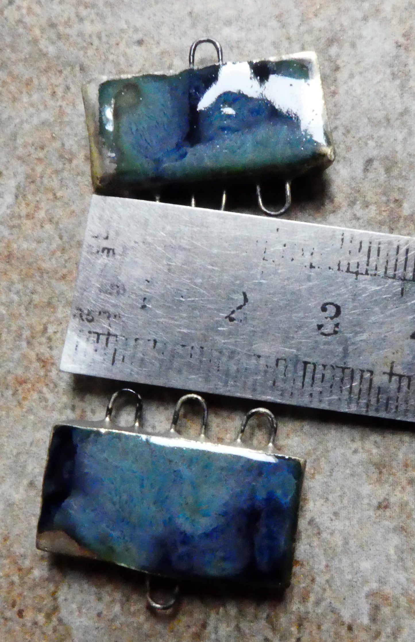 Ceramic Rectangle Earring Connectors - Obsidian