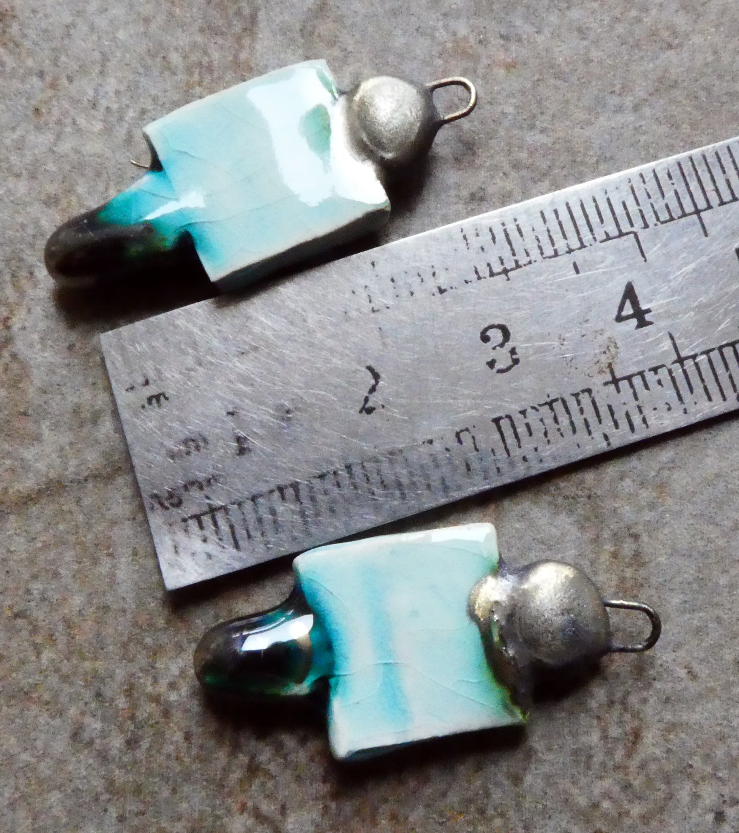 Ceramic Pointy Earring Charms -Turquoise Crackle