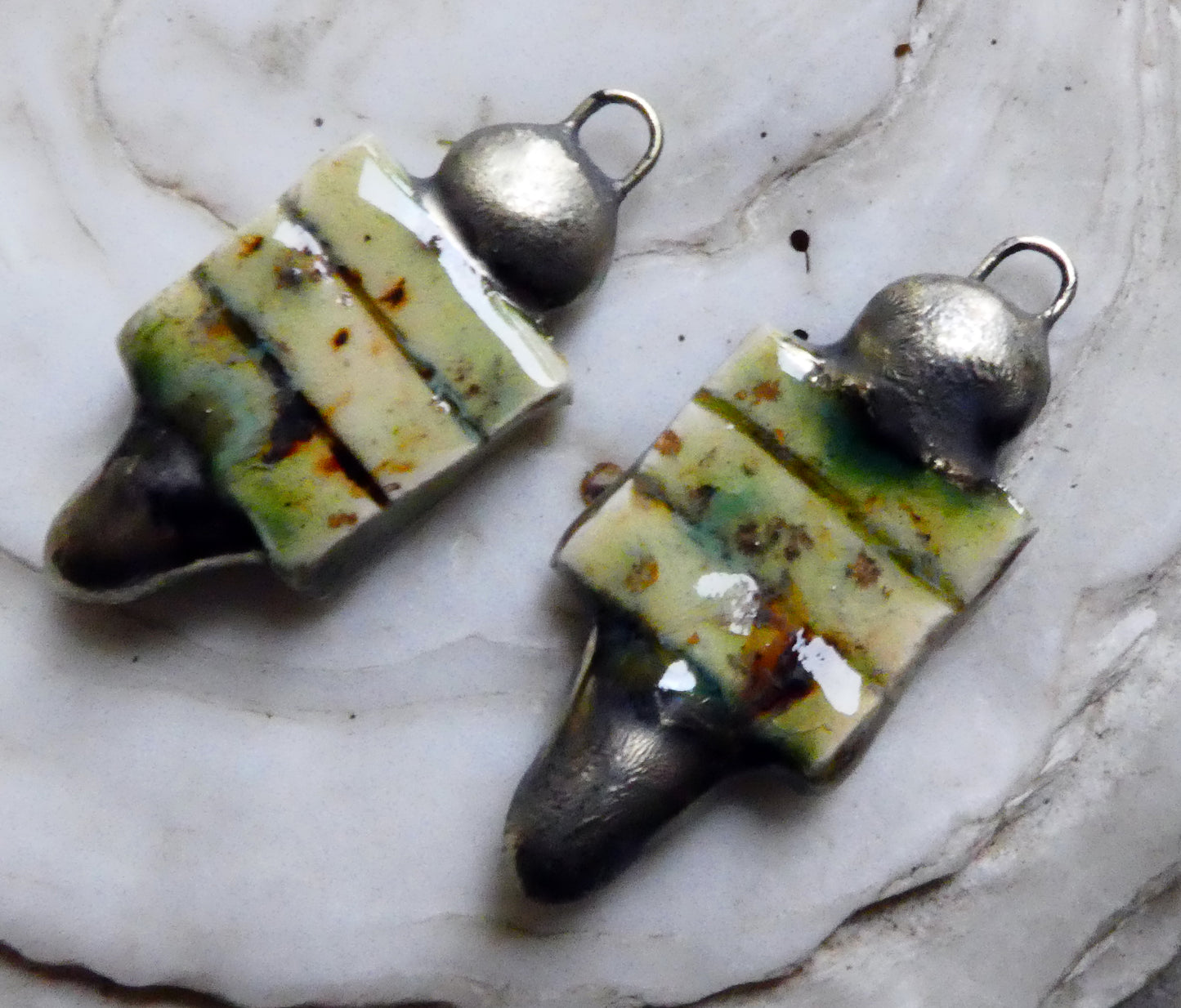 Ceramic Pointy Earring Charms -Cappuccino Mint