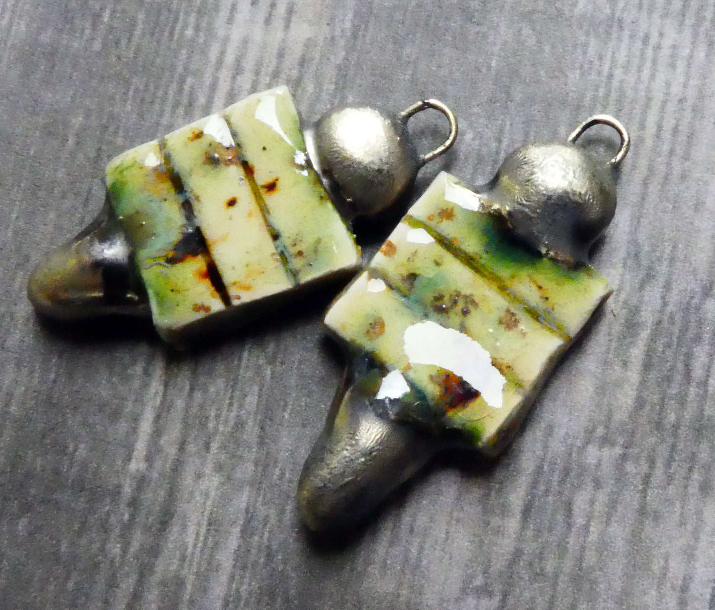 Ceramic Pointy Earring Charms -Cappuccino Mint