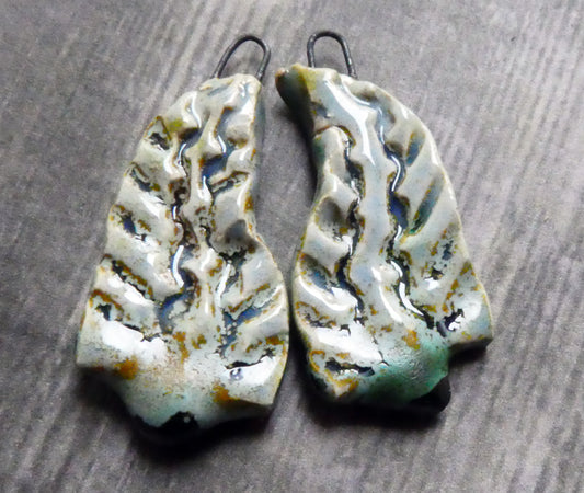 Ceramic Quivering Poplar Tree Earring Charms - Spotted Malachite