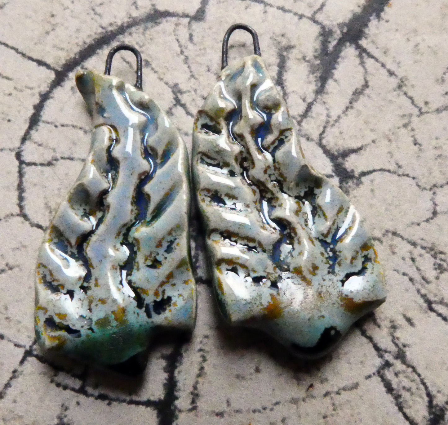 Ceramic Quivering Poplar Tree Earring Charms - Spotted Malachite
