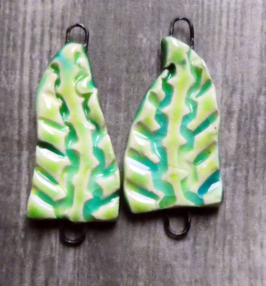 Ceramic Quivering Poplar Tree Earring Connectors - Lime