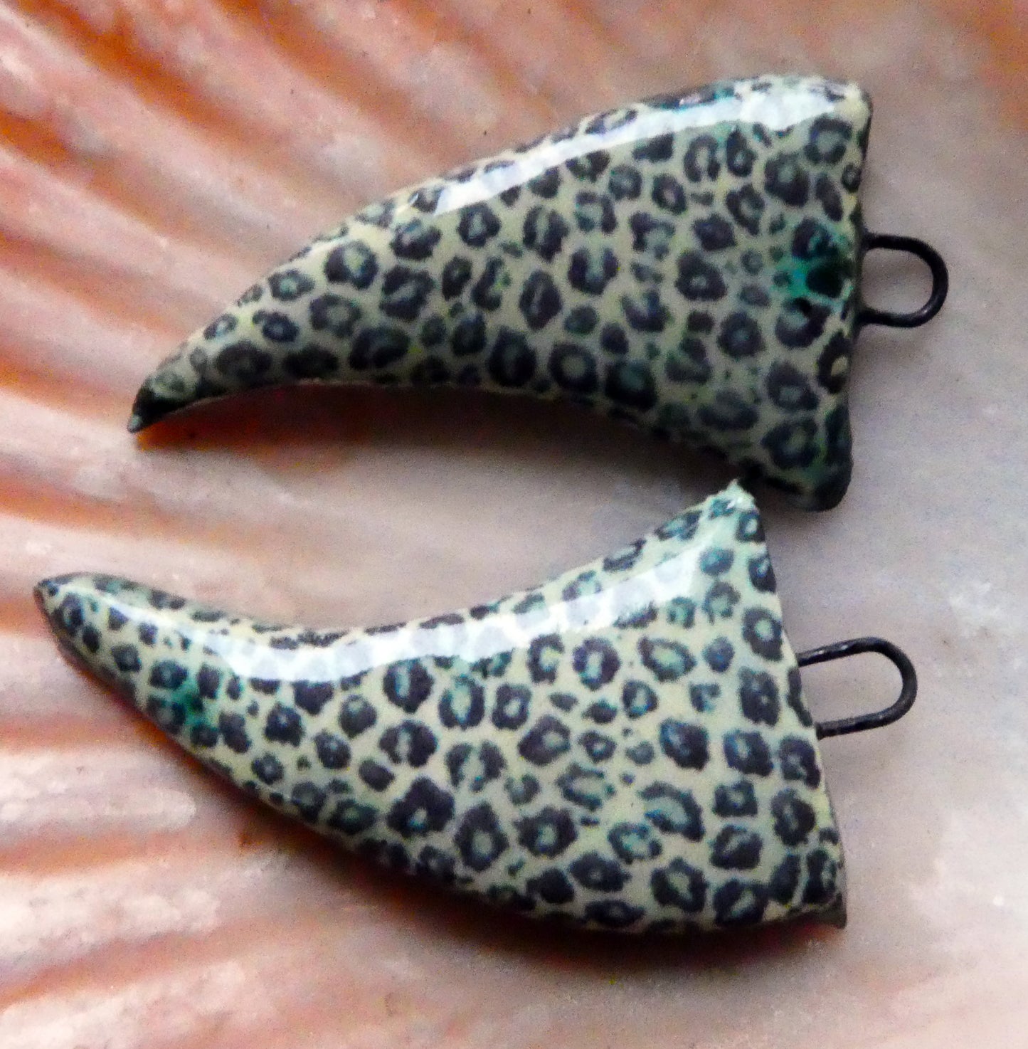 Ceramic Leopard Claw Decal Earring Charms - Green #2