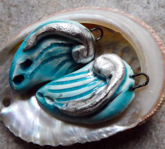 Ceramic Abalone Textured Shell Charms -Topaz