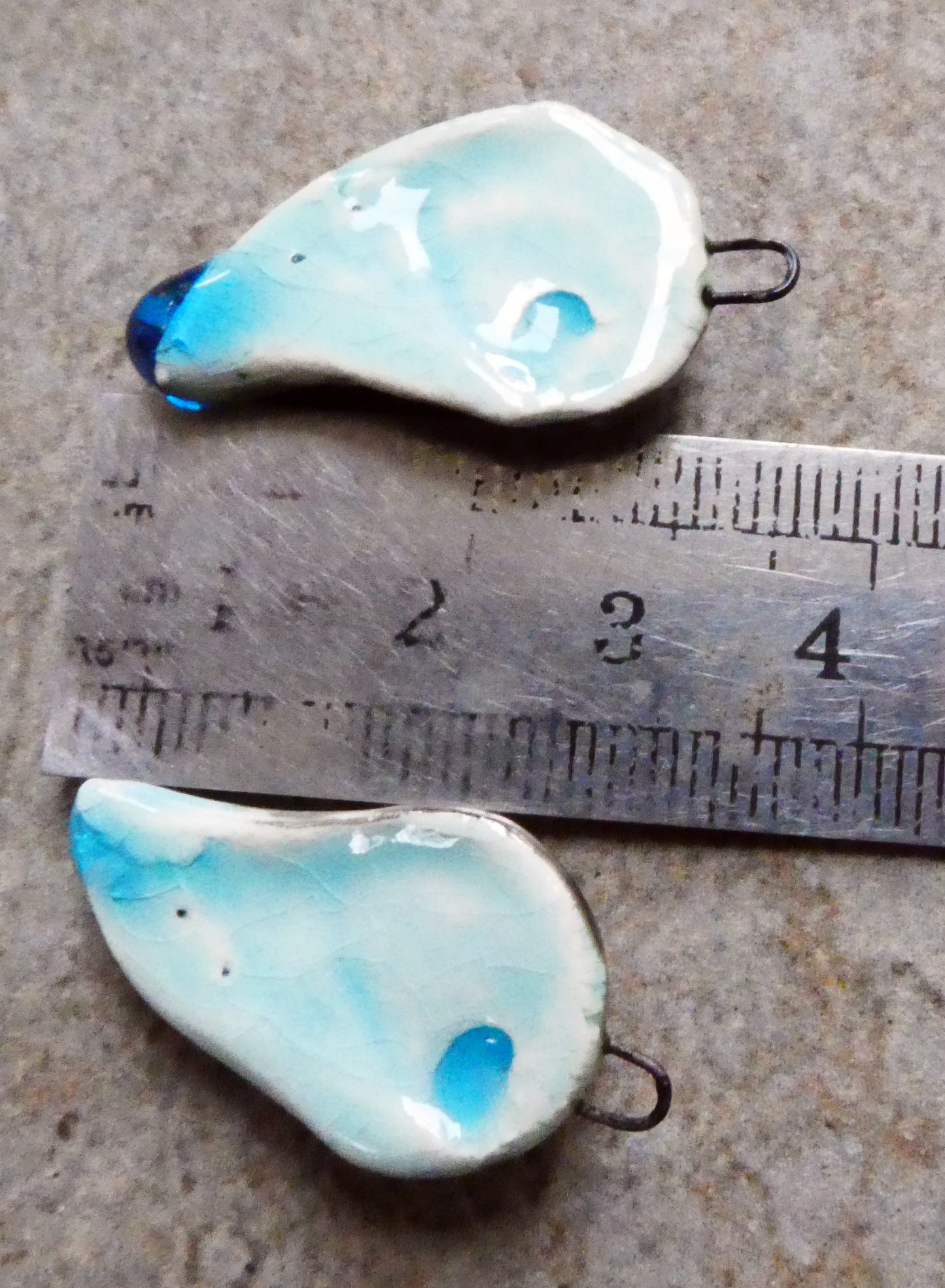 Ceramic Abalone Textured Shell Charms -Metallic and Turquoise Crackle