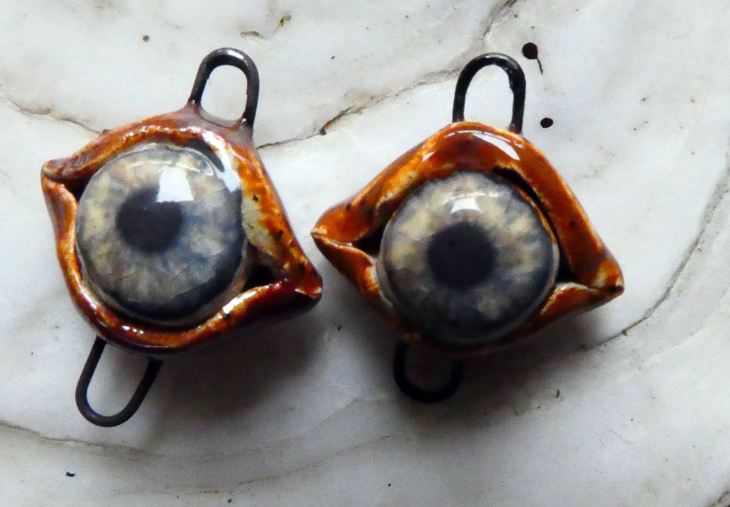 Ceramic Decal Eyes Earring Connectors #1