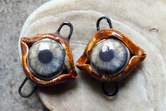 Ceramic Decal Eyes Earring Connectors #1