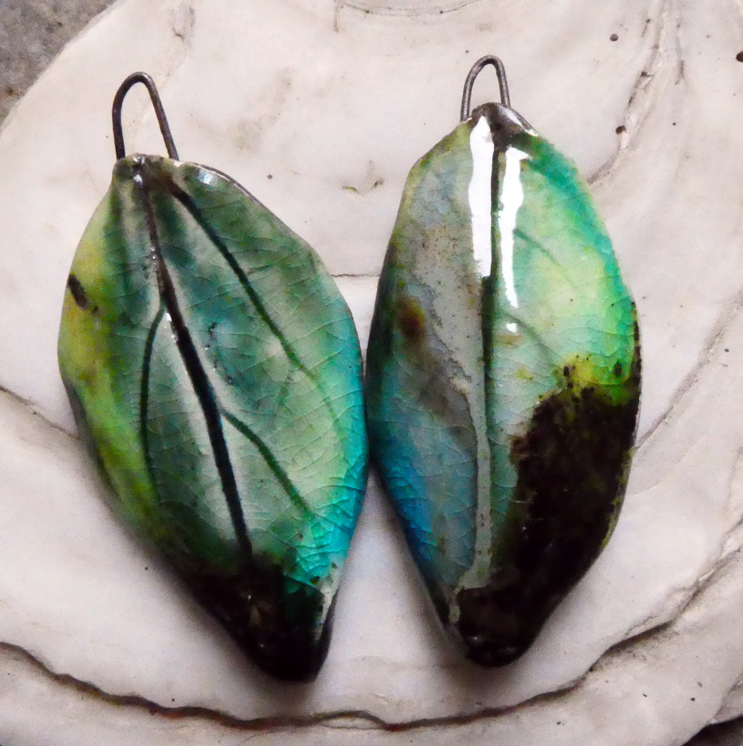 Ceramic Super Slim Leaf Earring Charms #1