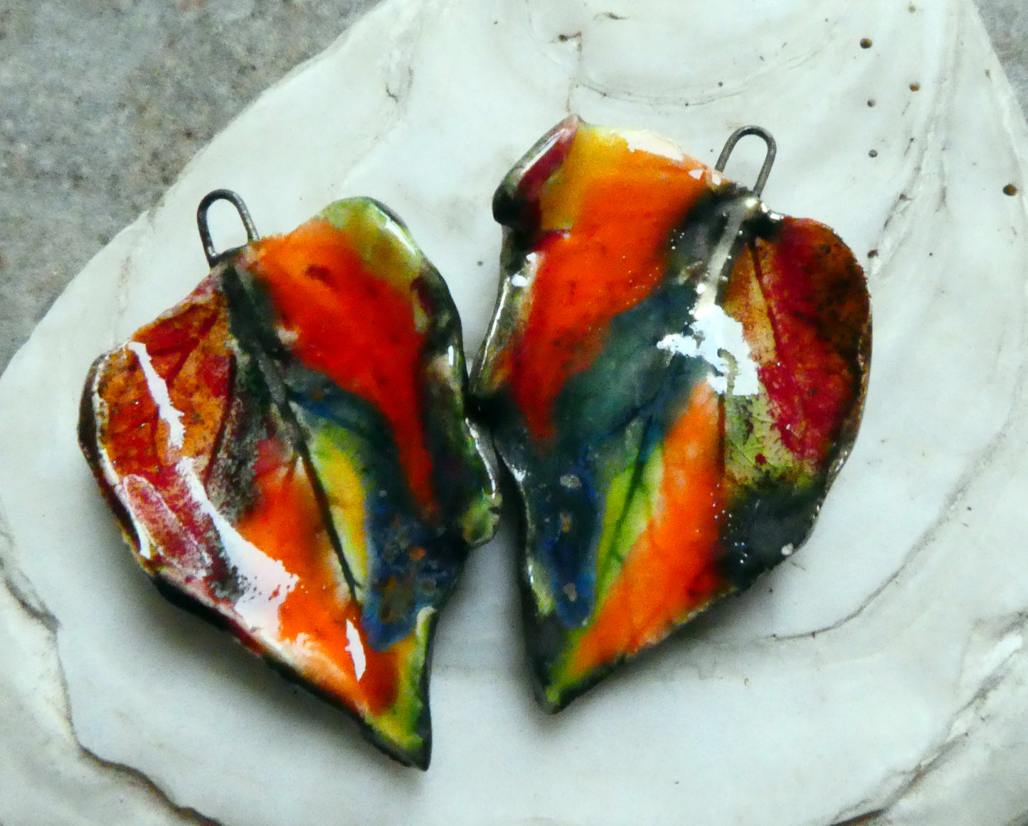 Ceramic Super Slim Autumn Leaf Charms #1