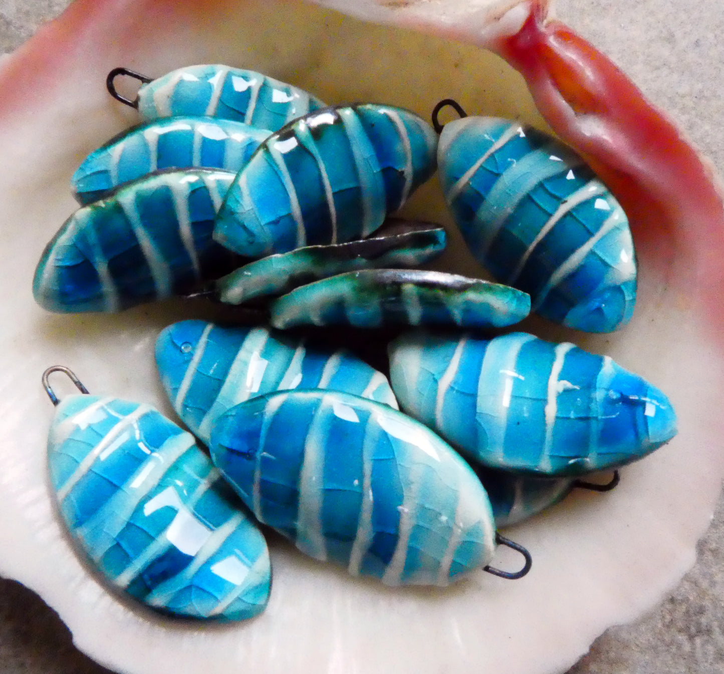 Ceramic Textured  Wave Tablet Charms