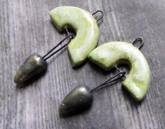 Ceramic Semi Circle Dangles - Mint