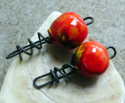 Ceramic Springy Bobble Connectors -Firecracker