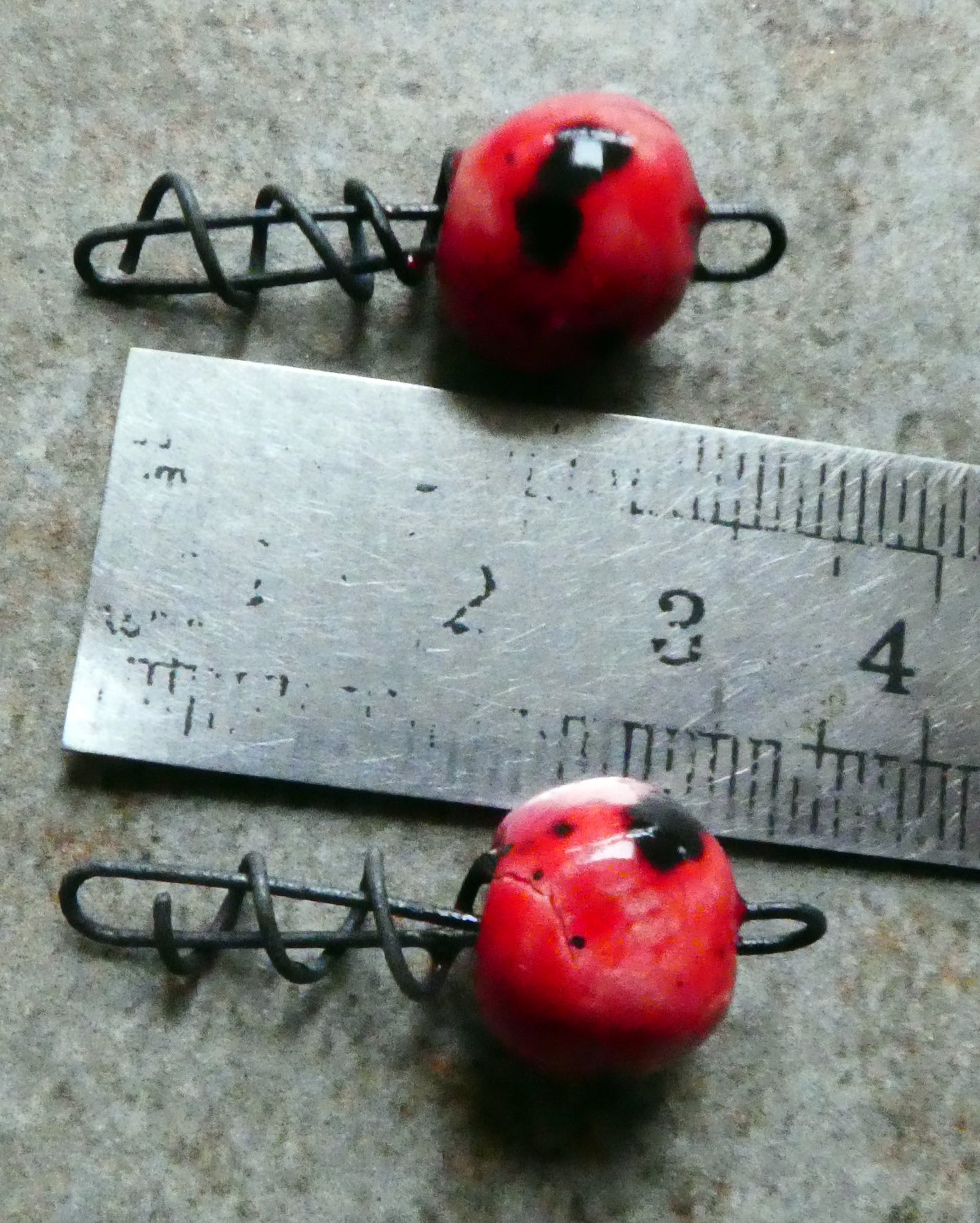 Ceramic Springy Bobble Connectors - Ladybug