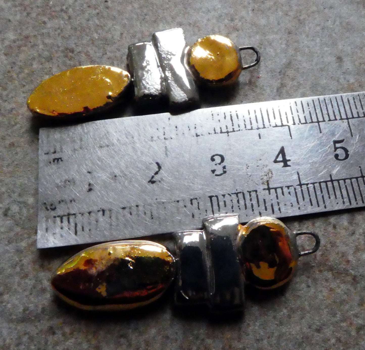 Ceramic Dual Colour Stacked Charms -Gold and Platinum Gold Lustre