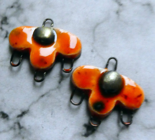 Ceramic Half Flower Connectors - Wildfire