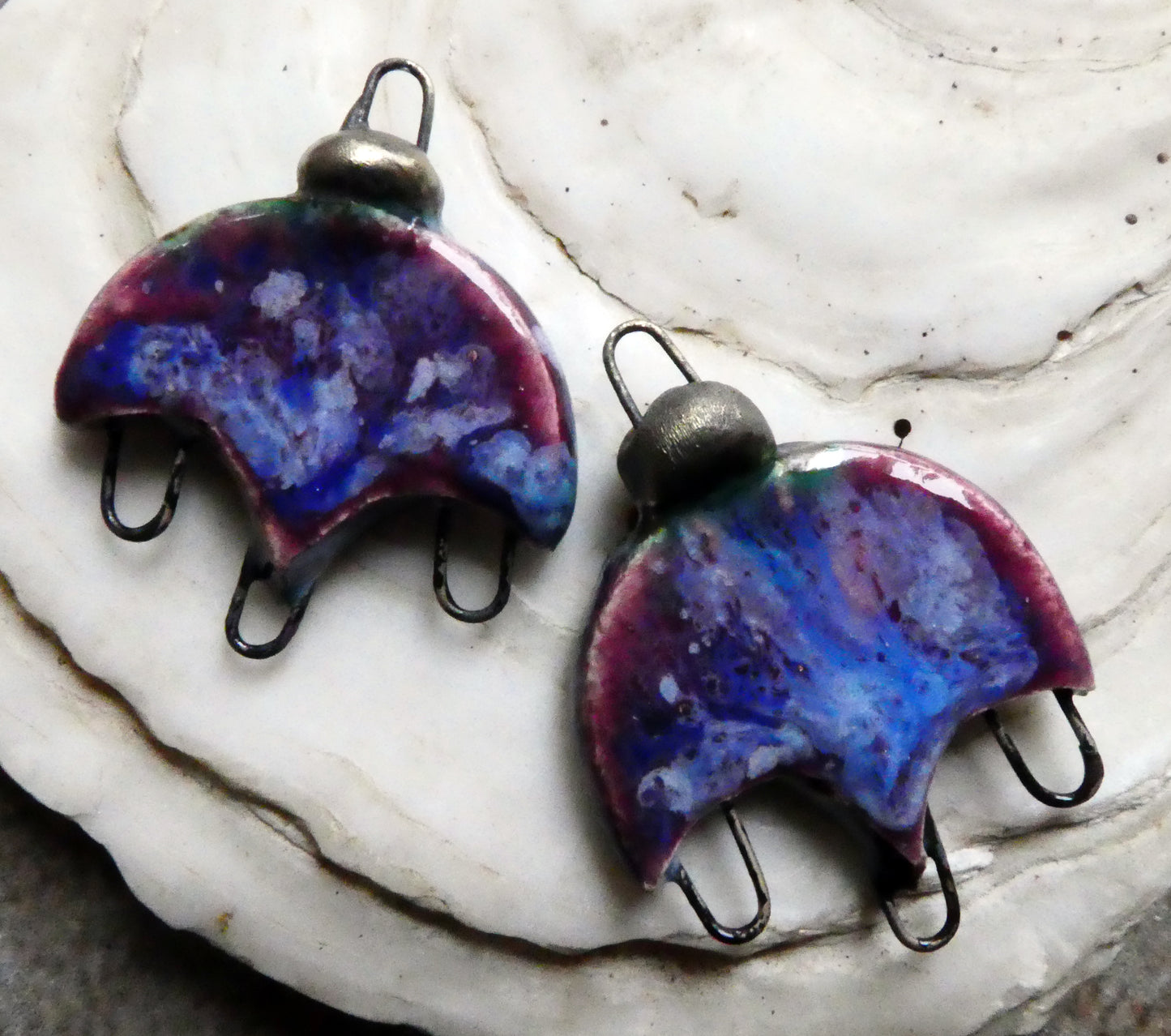 Ceramic Chandelier Earring Connectors - Plum Jelly