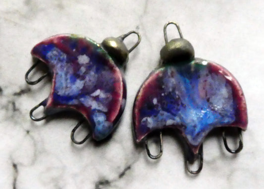 Ceramic Chandelier Earring Connectors - Plum Jelly