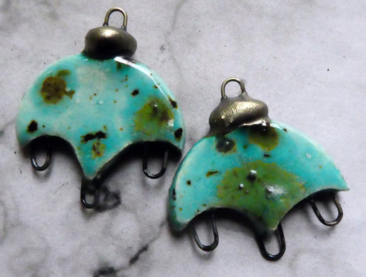 Ceramic Chandelier Earring Connectors - Blue Guppy