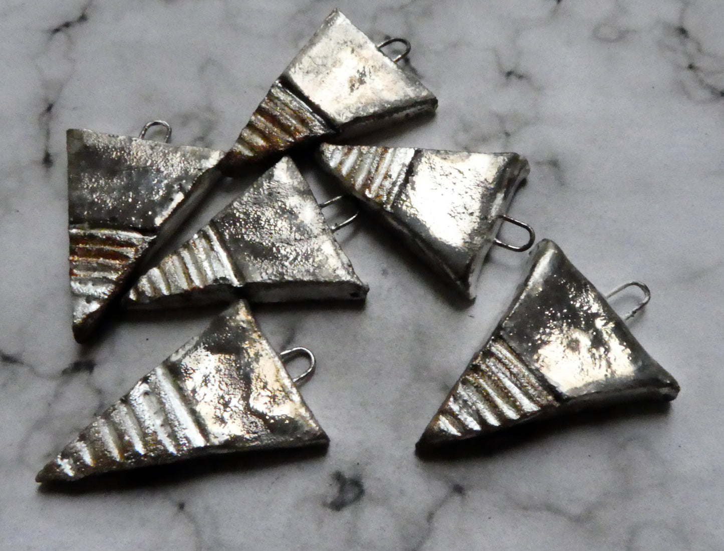 Ceramic Silver and Lustre Dagger Charms - Platinum