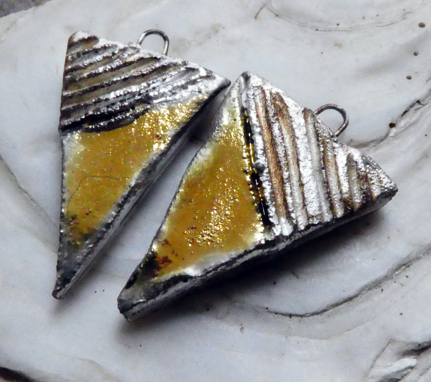 Ceramic Silver and Lustre Dagger Charms - Gold