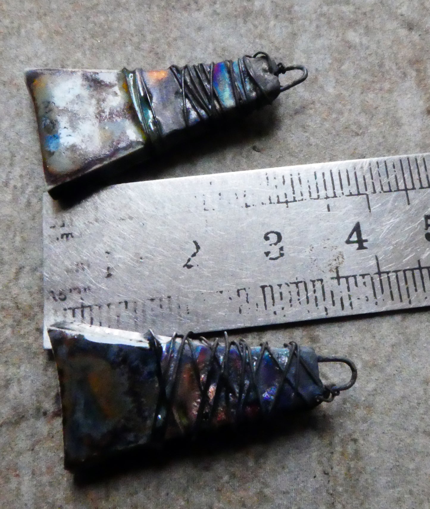 Ceramic Wire Wrapped Wedge Earring Charms -Outer Space