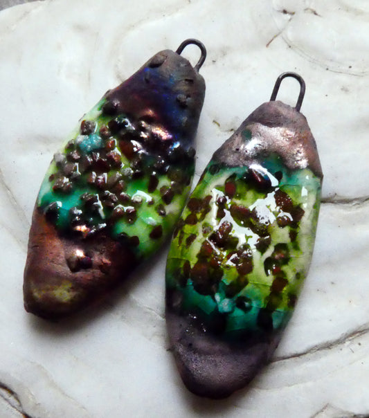 Ceramic Coarse Sand Earring Charms - Lime