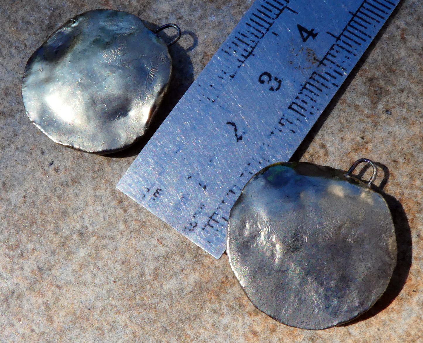 Ceramic Organic Textured Disc Charms - Foggy Sky