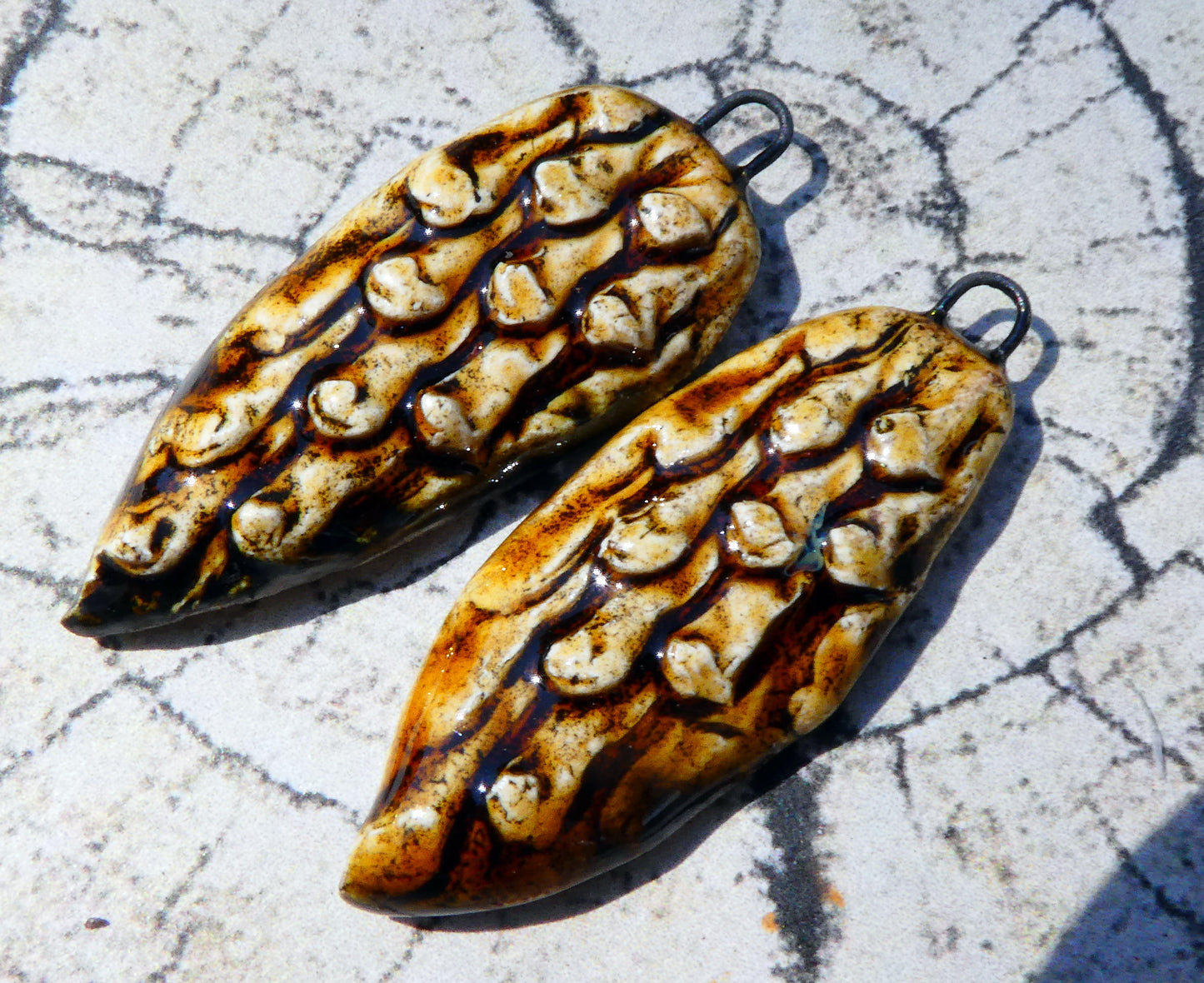 Ceramic Organic Textured Shards -Cognac
