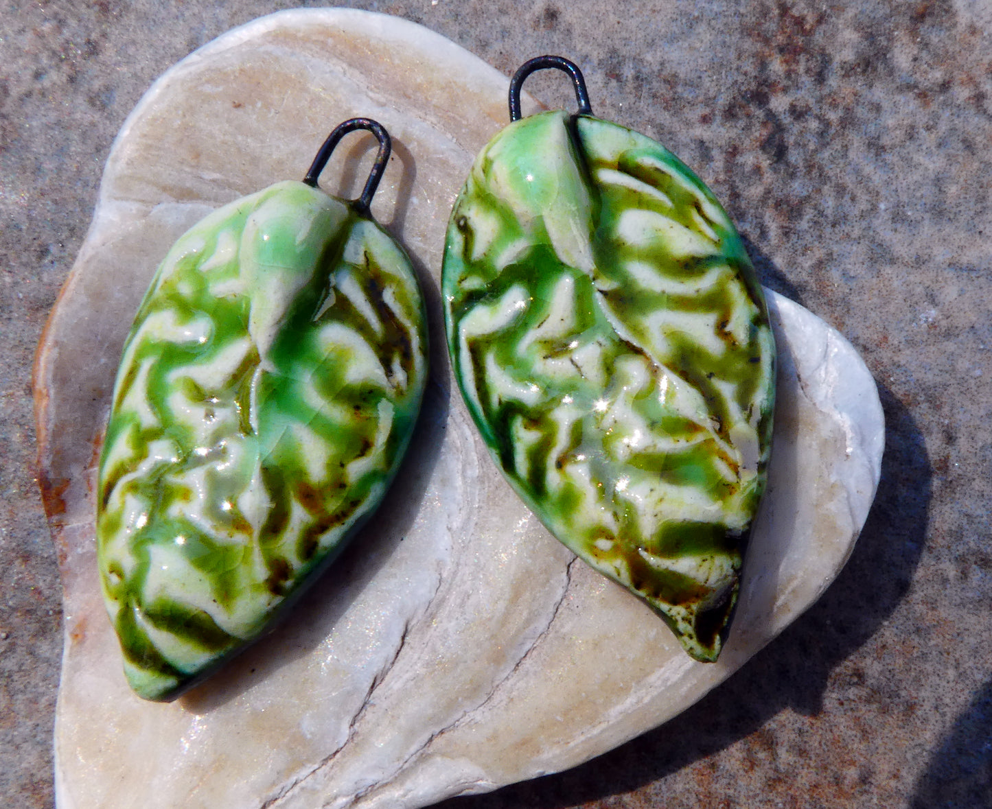 Ceramic Organic Textured Charms - Lime #2