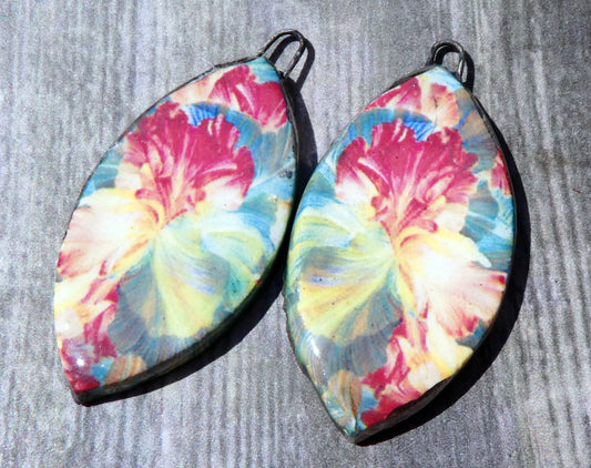 Ceramic Floral Pattern Decal Earring Drops #5